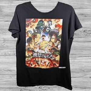 Hot Topic Men's Black Attack on Titan (Season 2) Graphic T-Shirt, Large